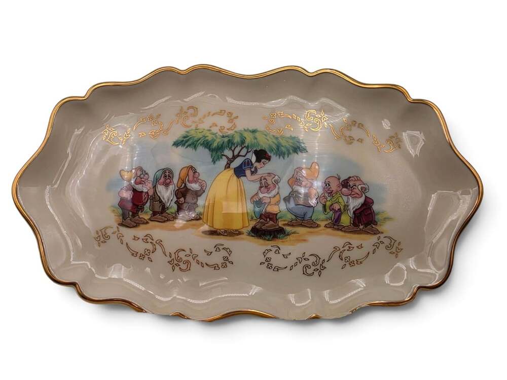 Lenox Disney's Snow White Candy Dish Fine Ivory China Gold Trim
